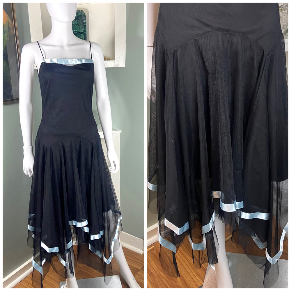 Vintage Y2K B Darlin Fairycore Fairycore Goth Handkerchief Slip Midi Dress kiki